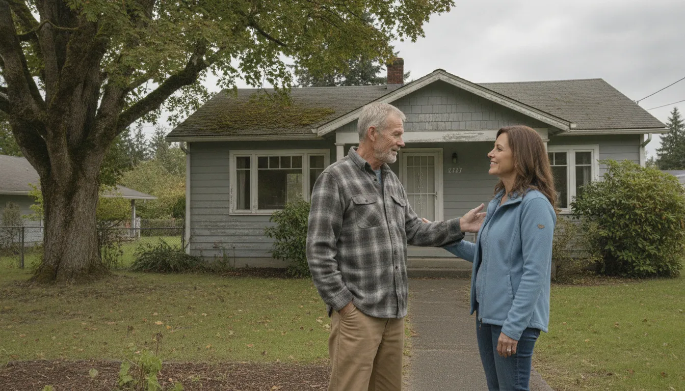 Washington homeowner discussing an as-is cash home sale