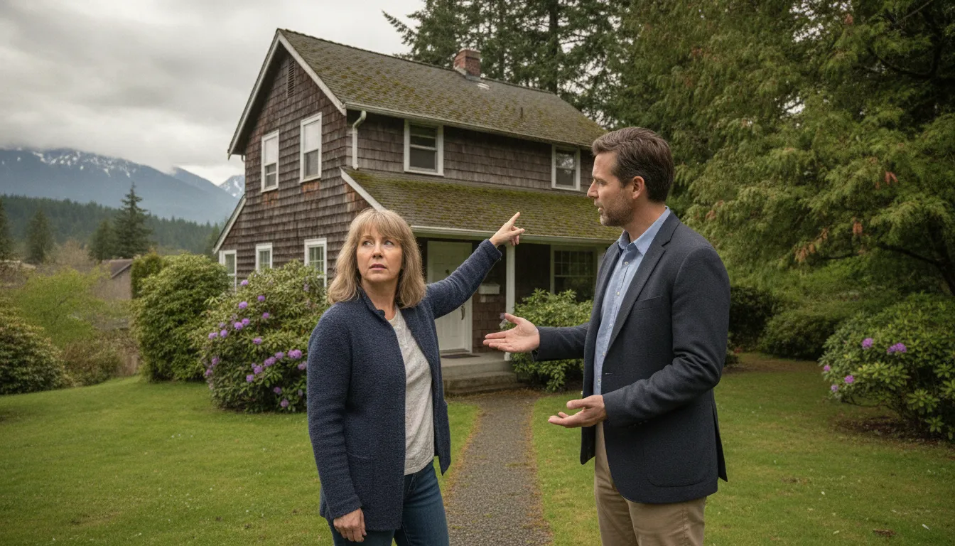 Washington homeowner discussing an as-is cash home sale
