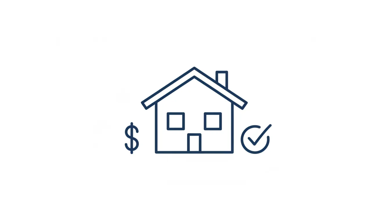 Washington home sale illustration with a dollar sign and checkmark icon