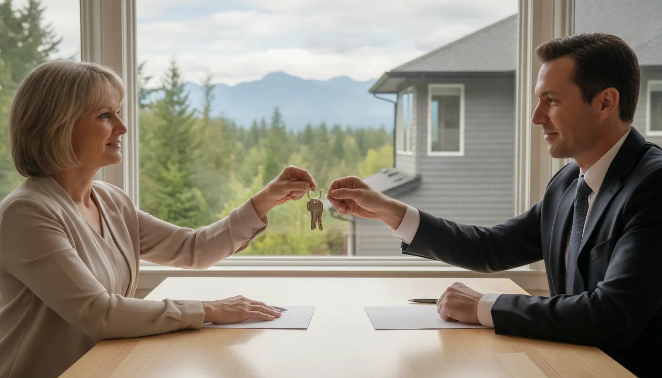 Washington homeowner completing a cash home sale closing