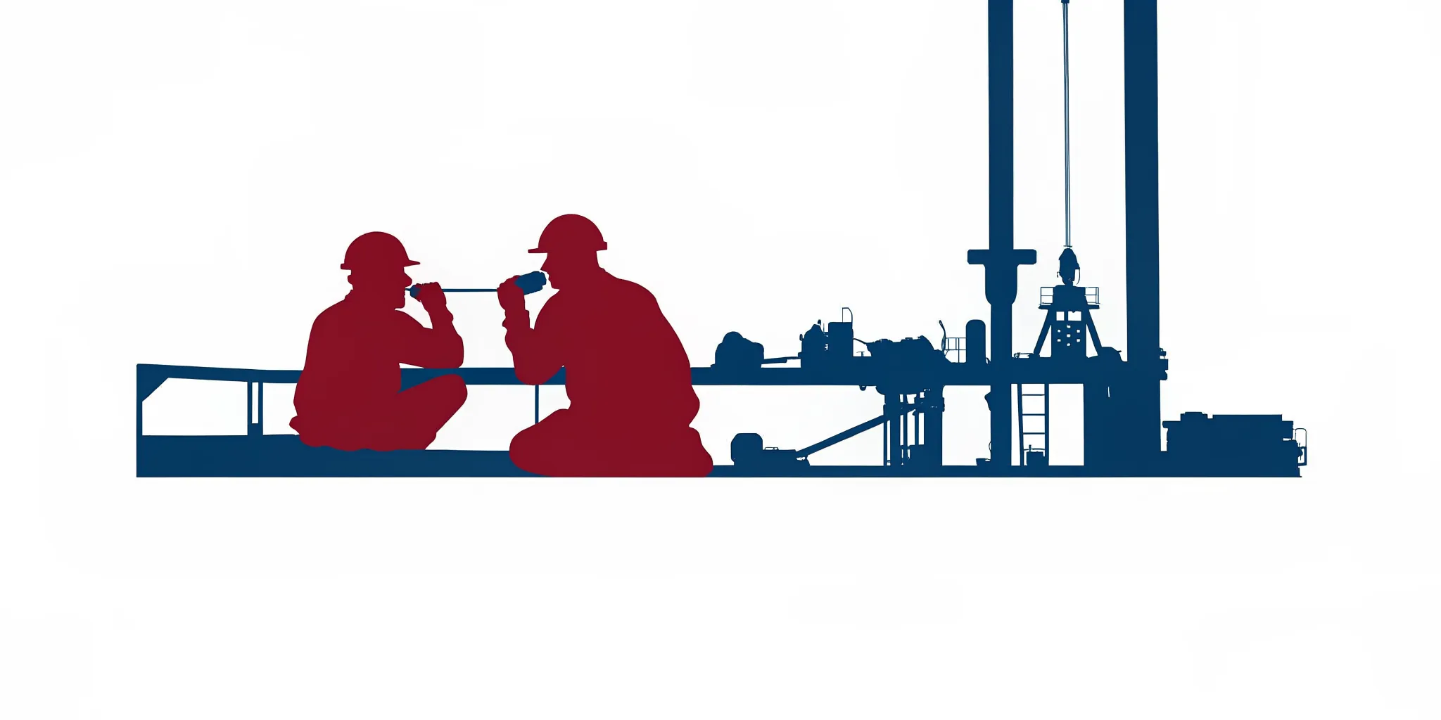 Oil and gas workers at a Permian Basin drilling site taking a hydration break in a shaded area with cool water available