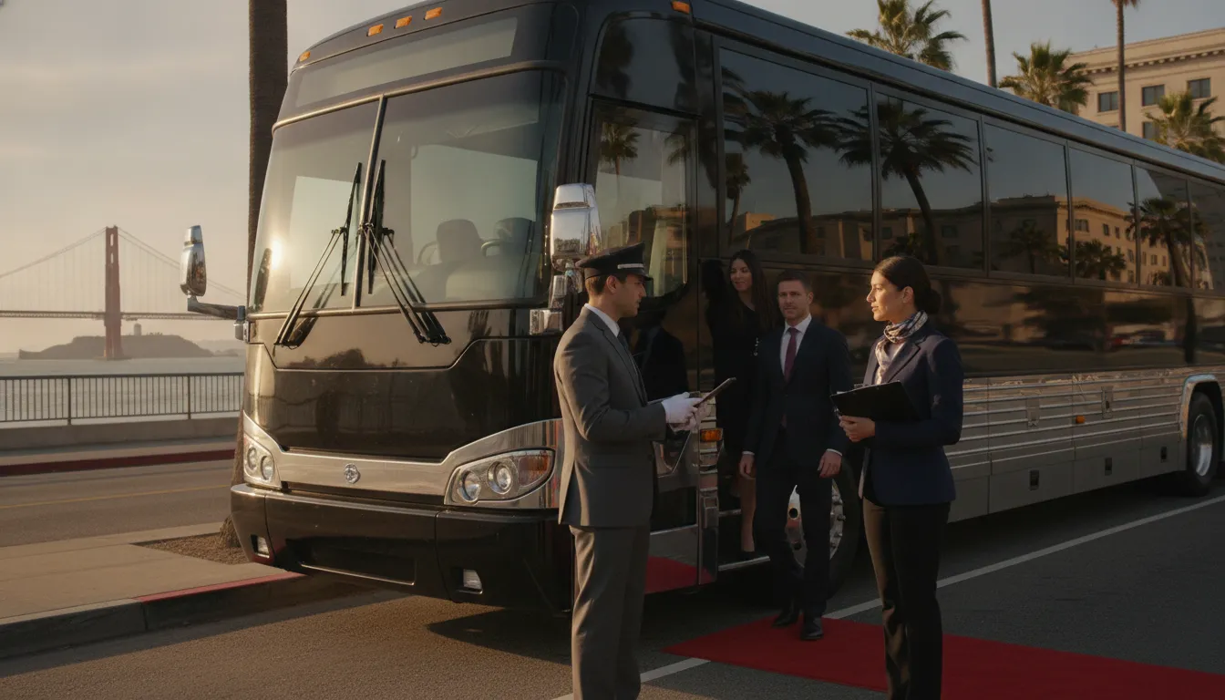 Professional chauffeur coordinating guest boarding for event transportation