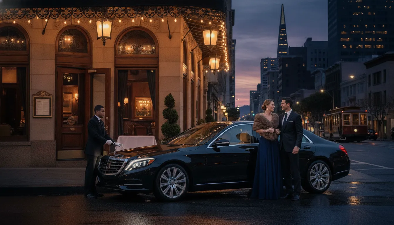 Luxury sedan with chauffeur for a San Francisco night out
