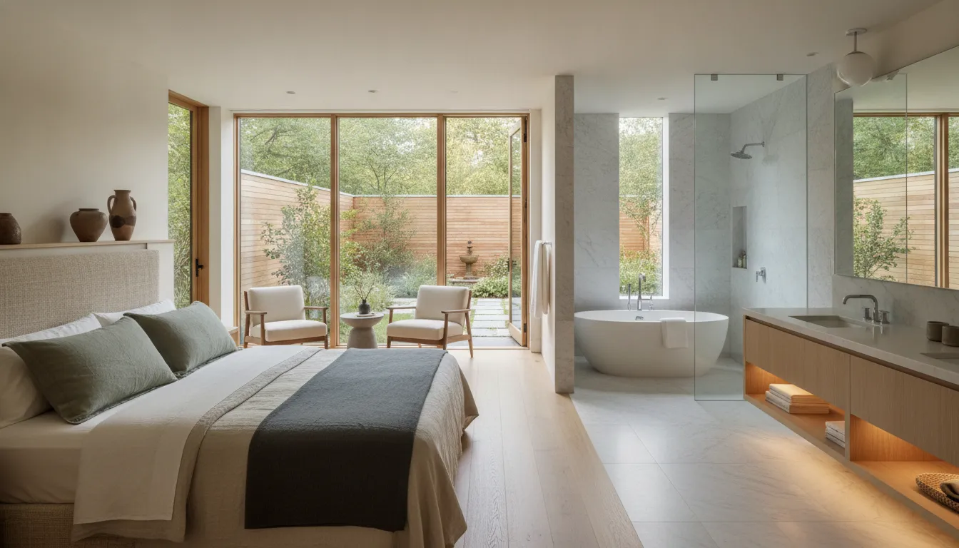 Refined Chapel Hill home master suite addition with warm natural light
