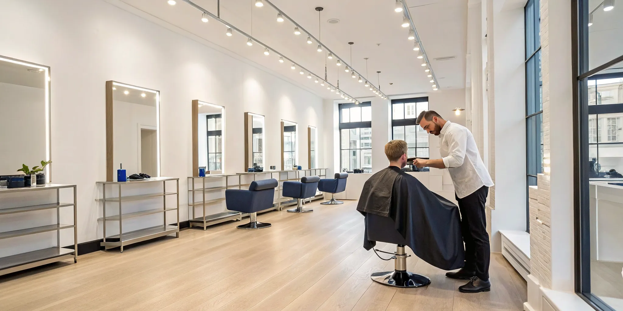 A man getting an affordable men's haircut at a Supercuts salon.