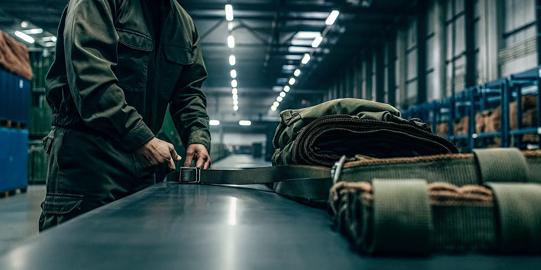 Quality inspector reviewing tactical hardware for Berry Amendment compliance