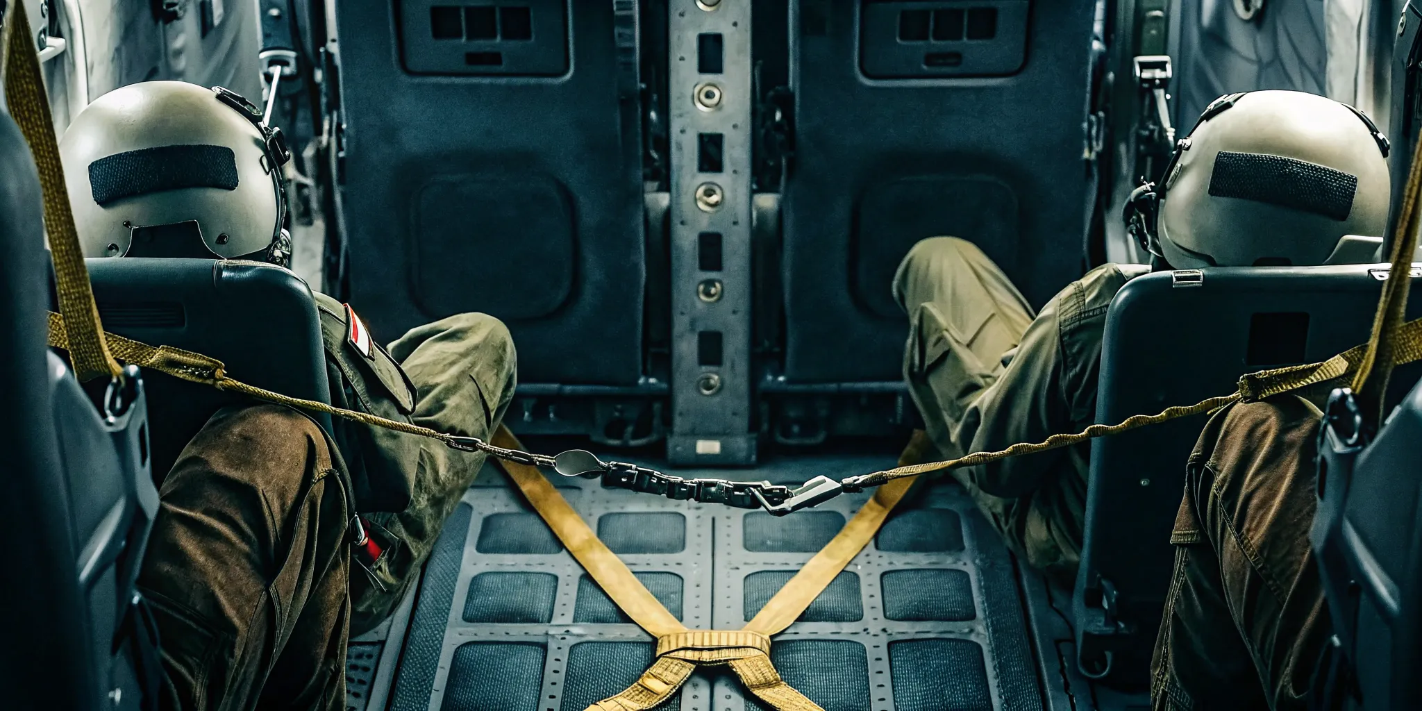 Helicopter tether connecting an operator to an approved aircraft anchor point