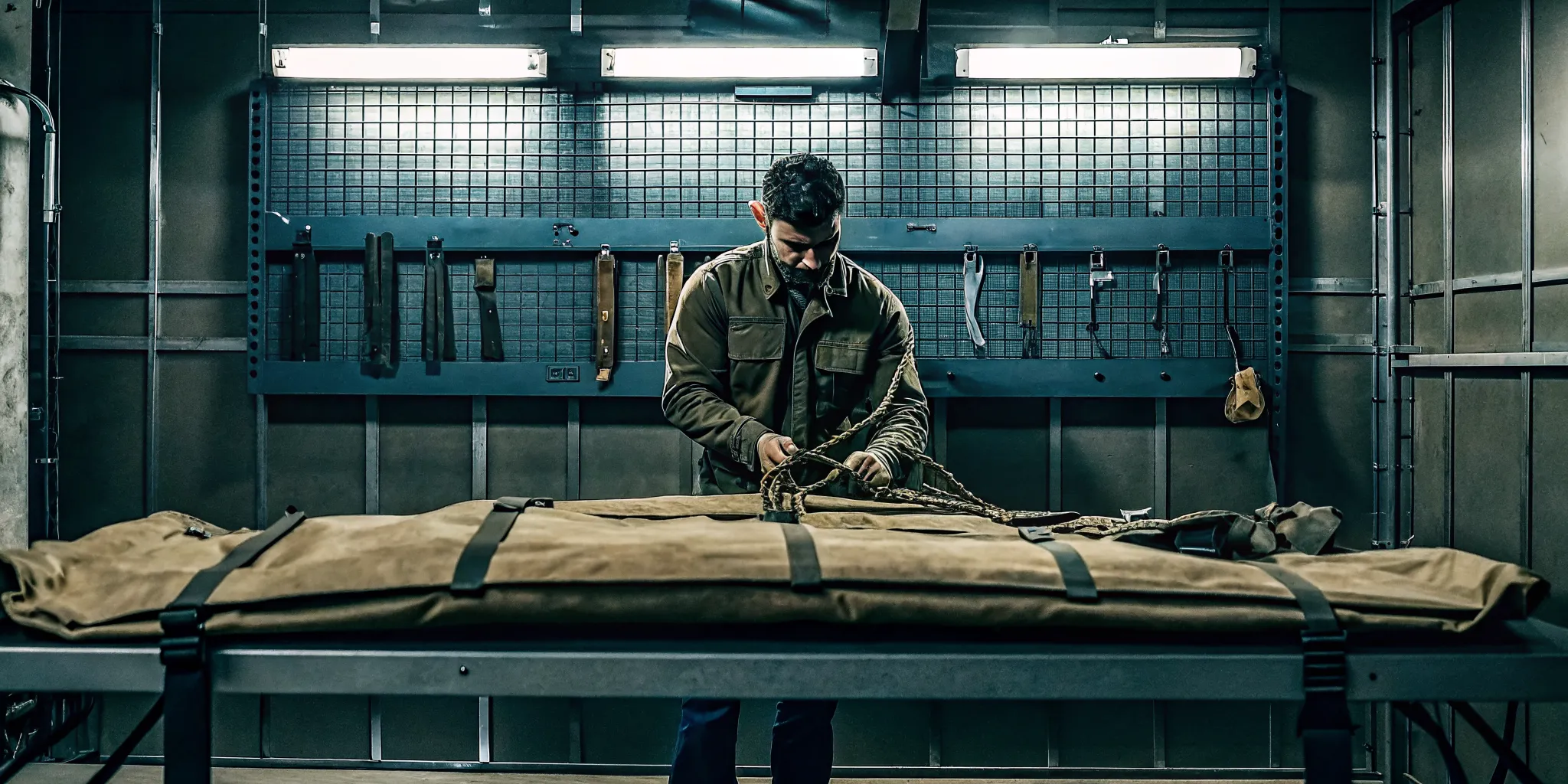 Engineer inspecting load-bearing components during custom tactical gear manufacturing