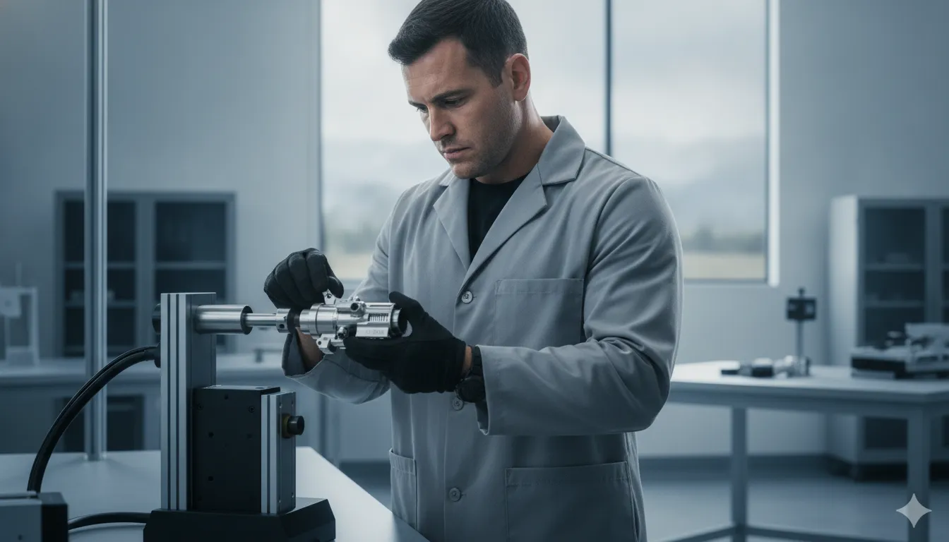 Engineer reviewing a connector load test