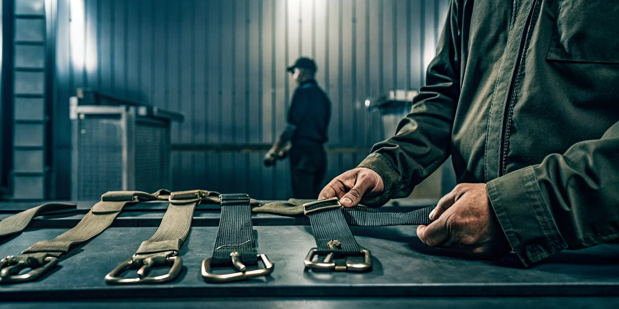 Government tactical equipment procurement inspection of load-bearing harness hardware