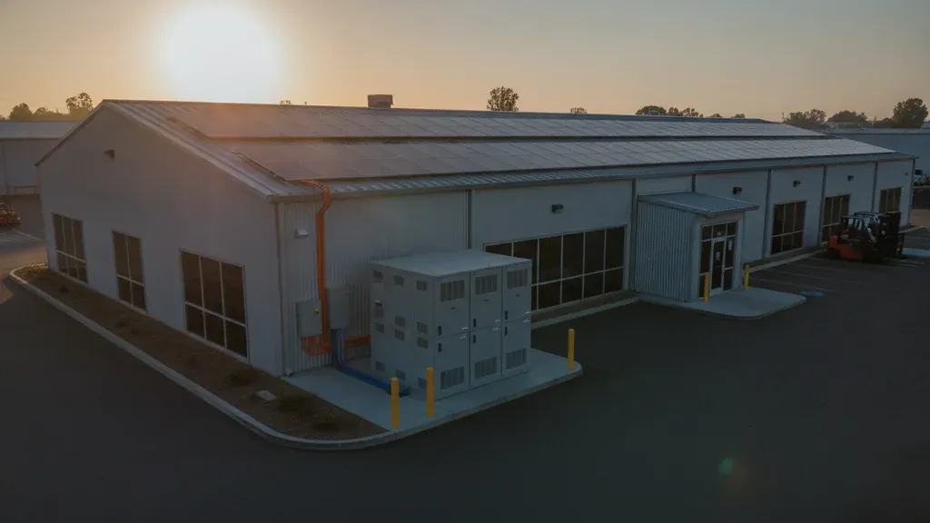 Commercial solar battery system supporting energy management at a California business