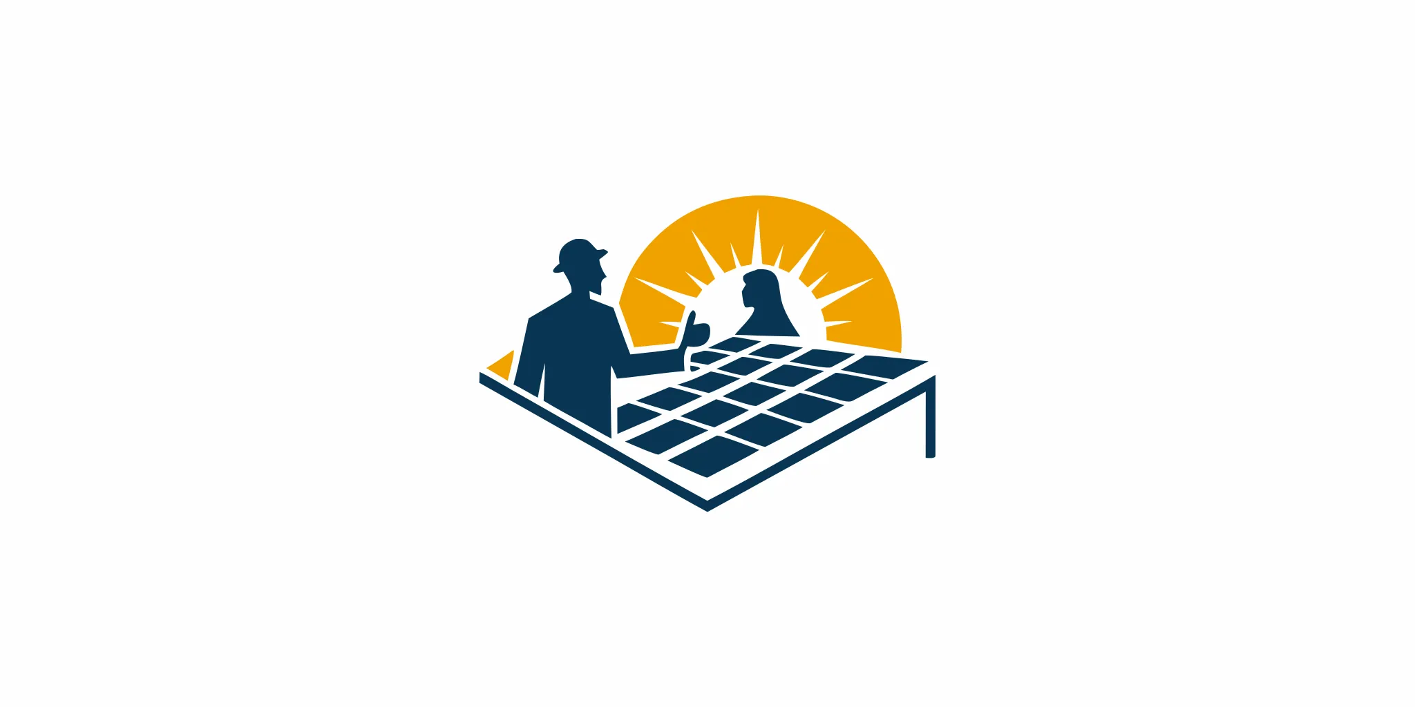 Solar installer speaking with a homeowner beside a rooftop solar array