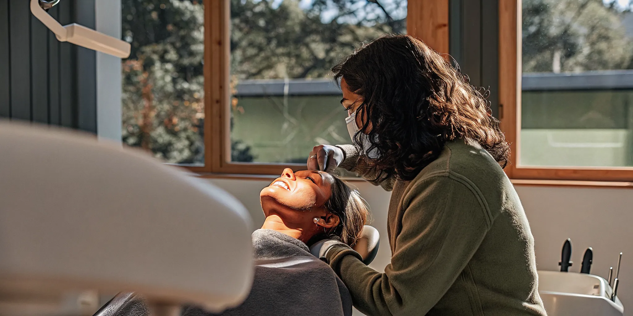 Patient having a dental crown checked to help it last longer