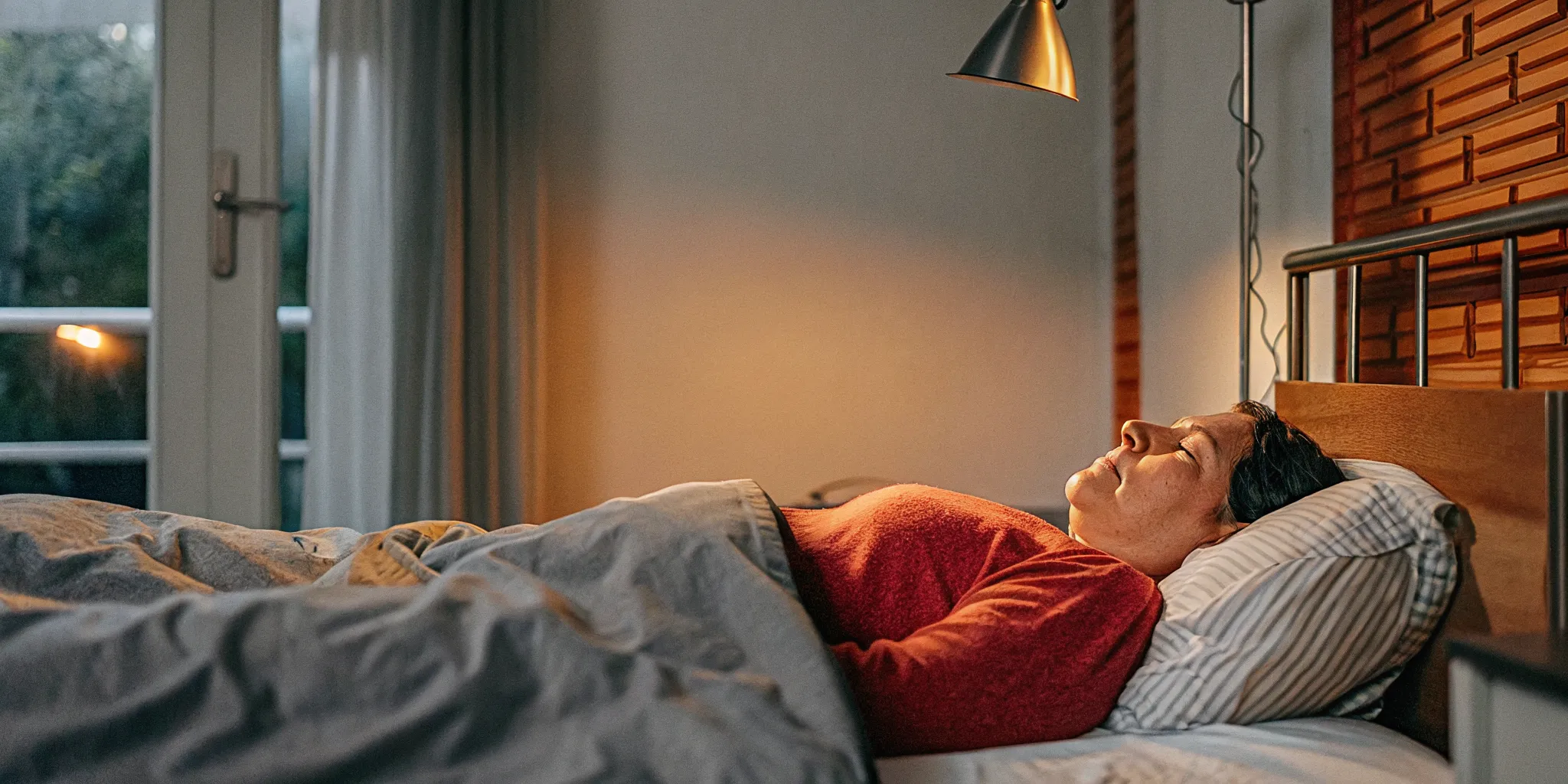 Adult sleeping comfortably while receiving coordinated sleep apnea care