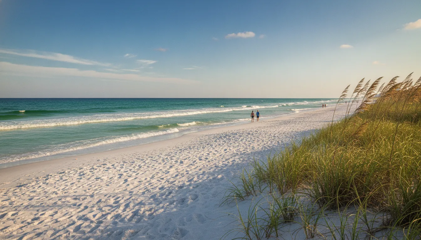 St. Andrews State Park coastal dunes and Gulf shoreline near Panama City Beach