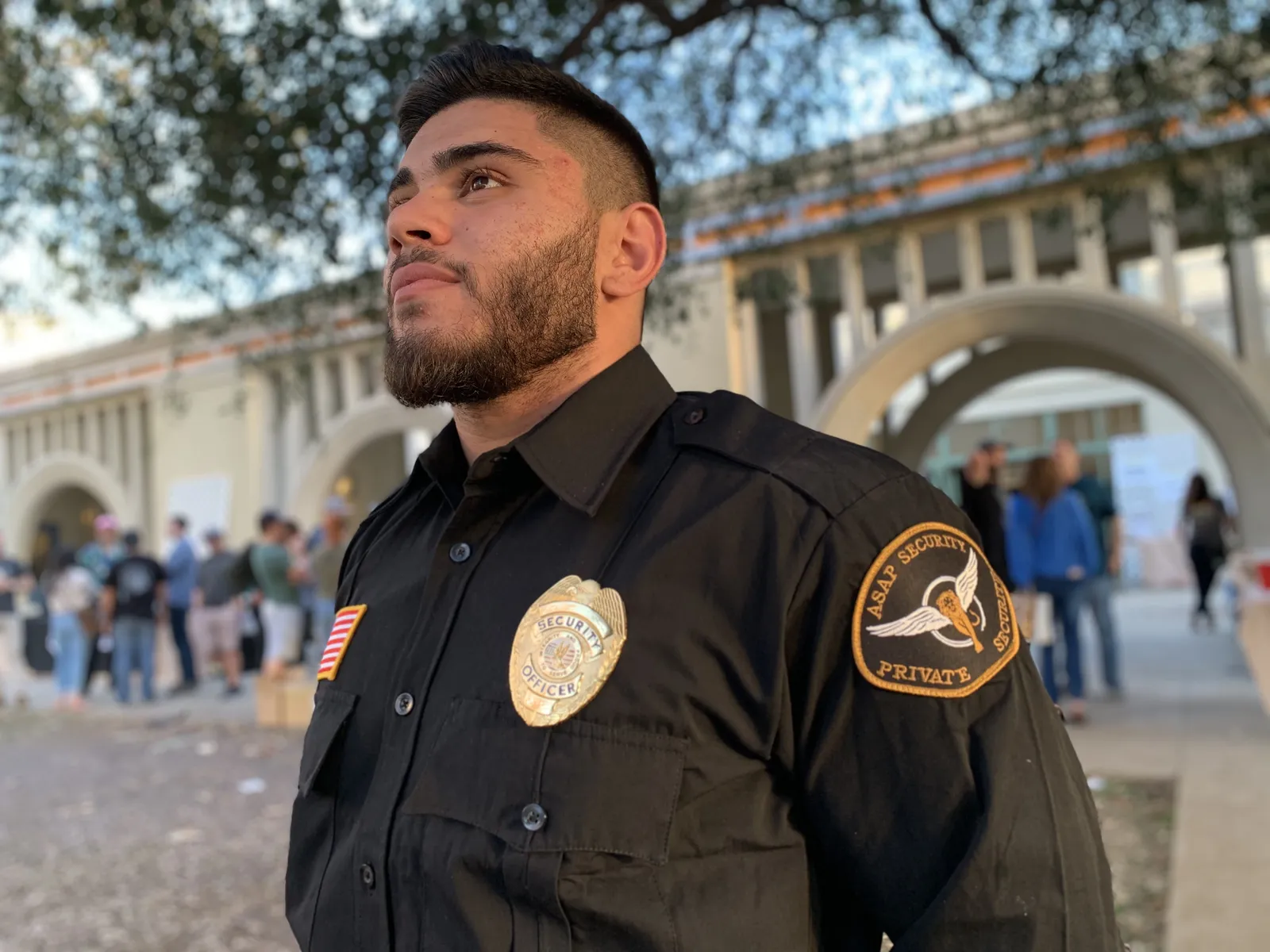 Security officer supporting office building access control