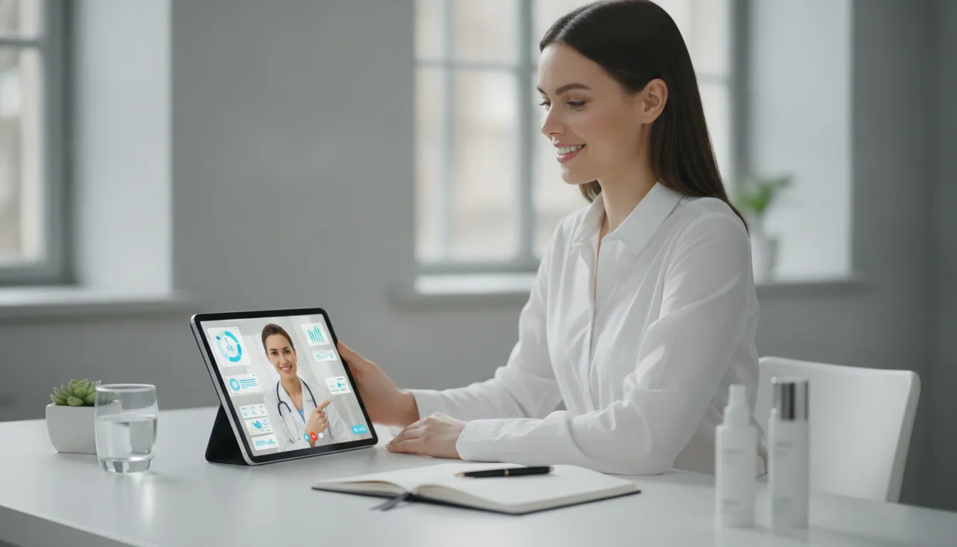 Patient preparing clear skin photos for a telehealth rosacea consultation.
