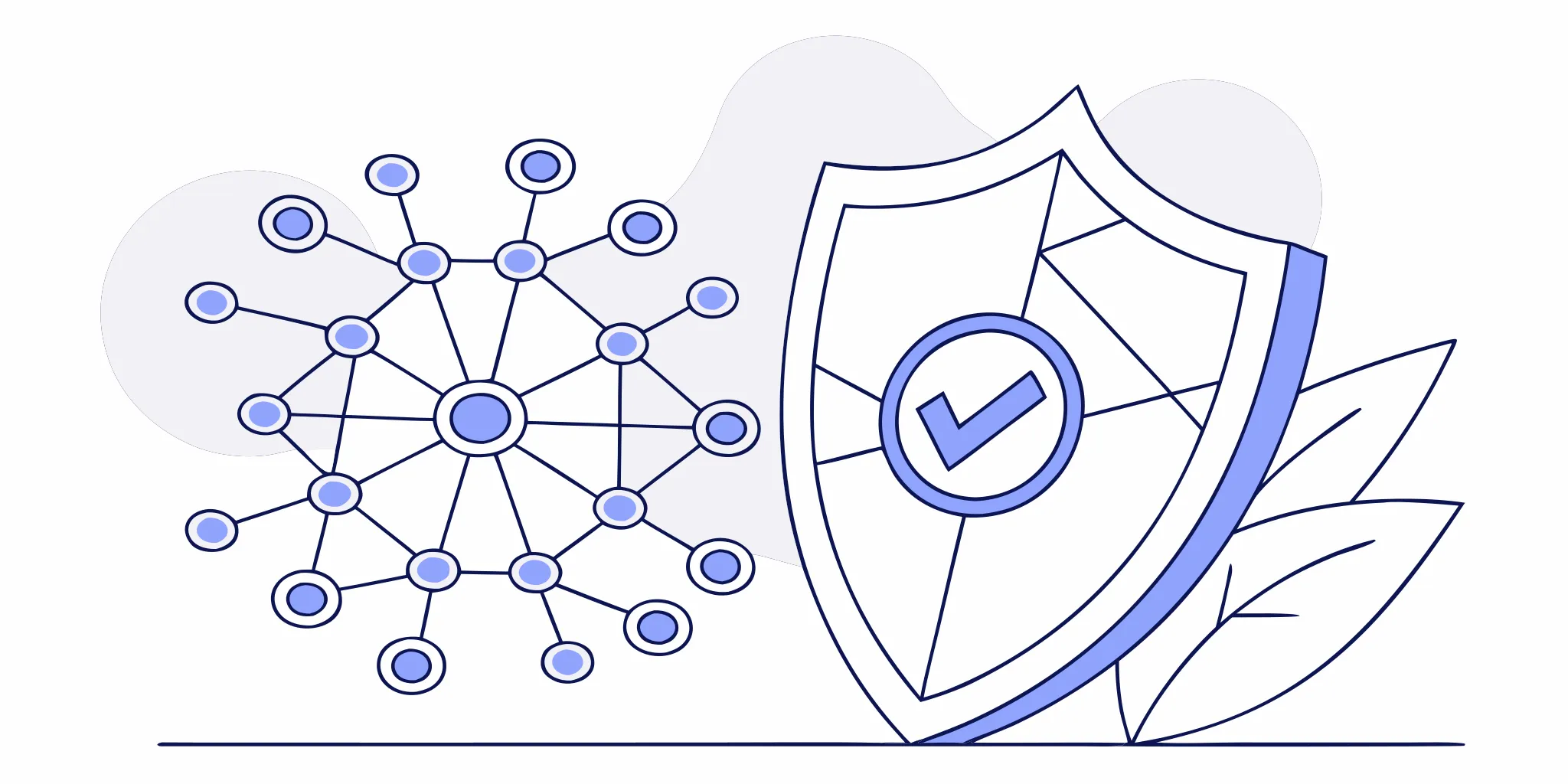 Cybersecurity shield verifying AI agent identities across a connected network
