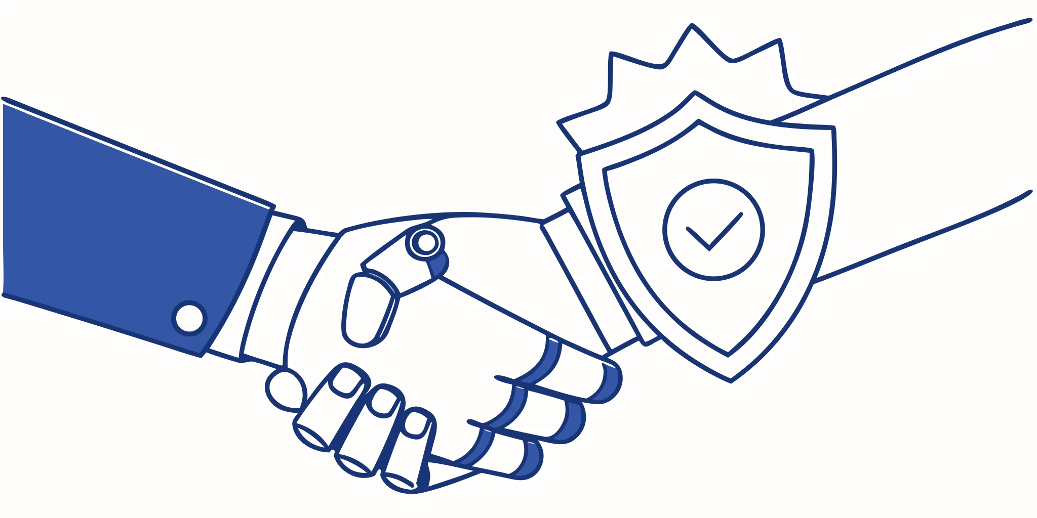 Human and AI agent identity verification handshake with authorization badge