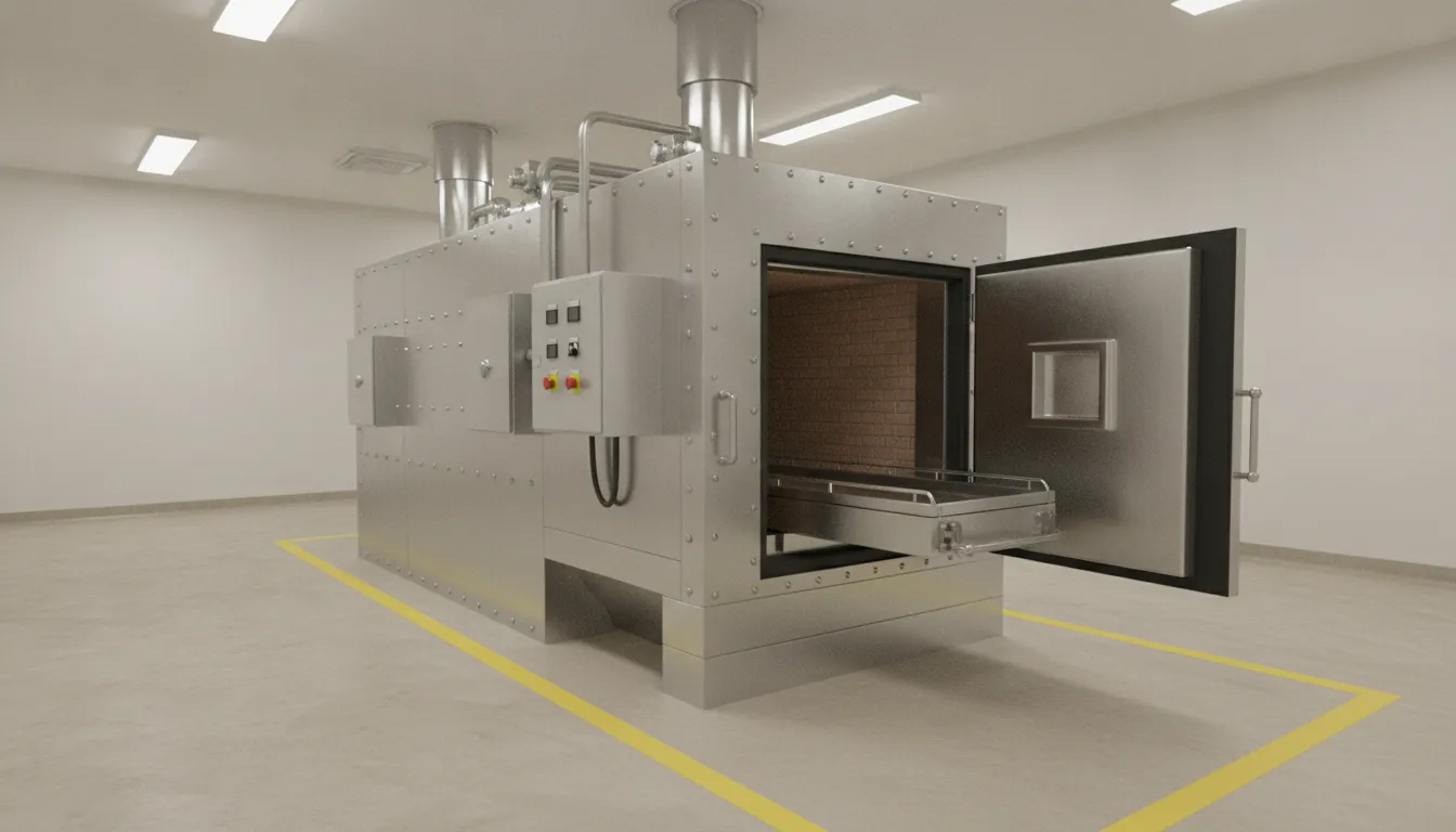 Professional crematory loading area with safe walkways