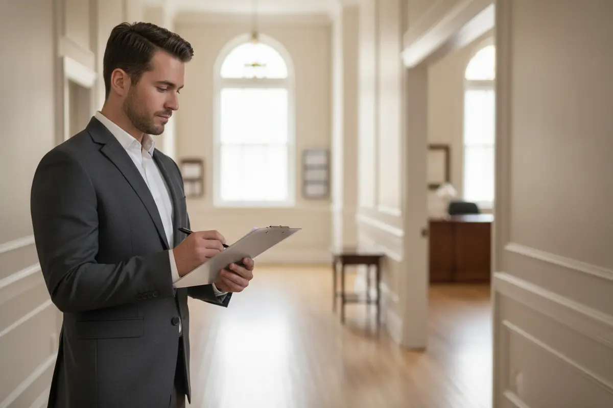 Funeral home staff member conducting a daily safety walk-through