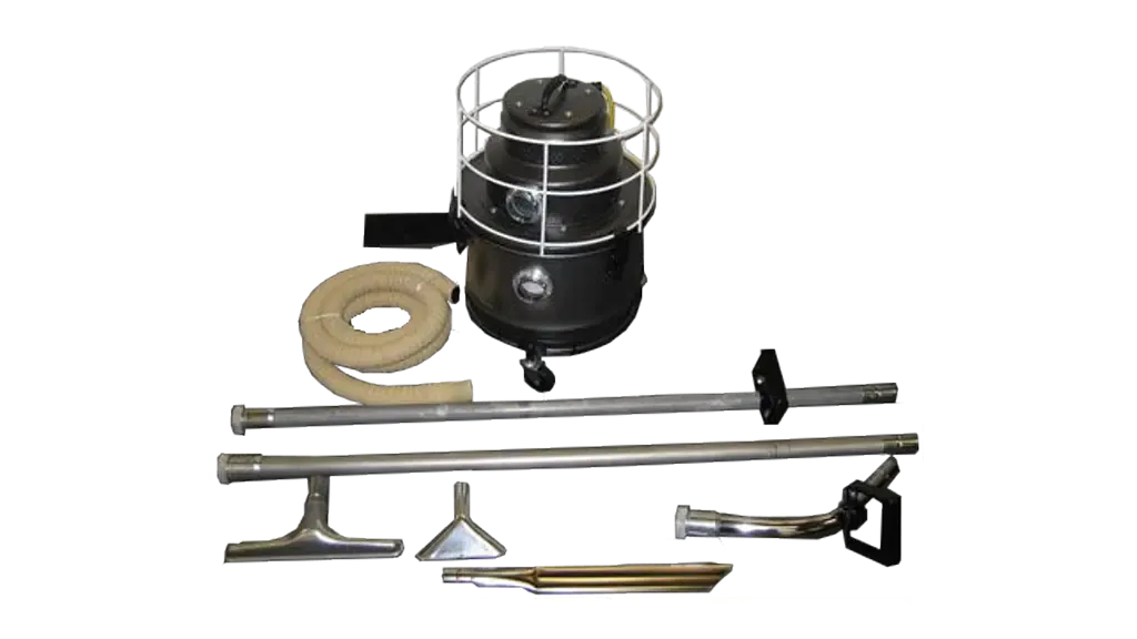 Portable high-temperature cremation vacuum system with hose and extension tools