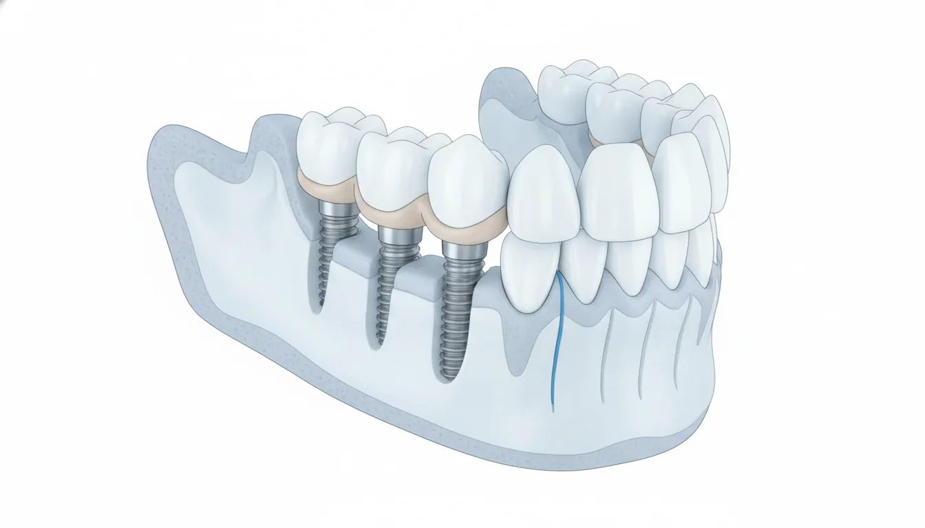 Temporary full-arch bridge during dental implant healing