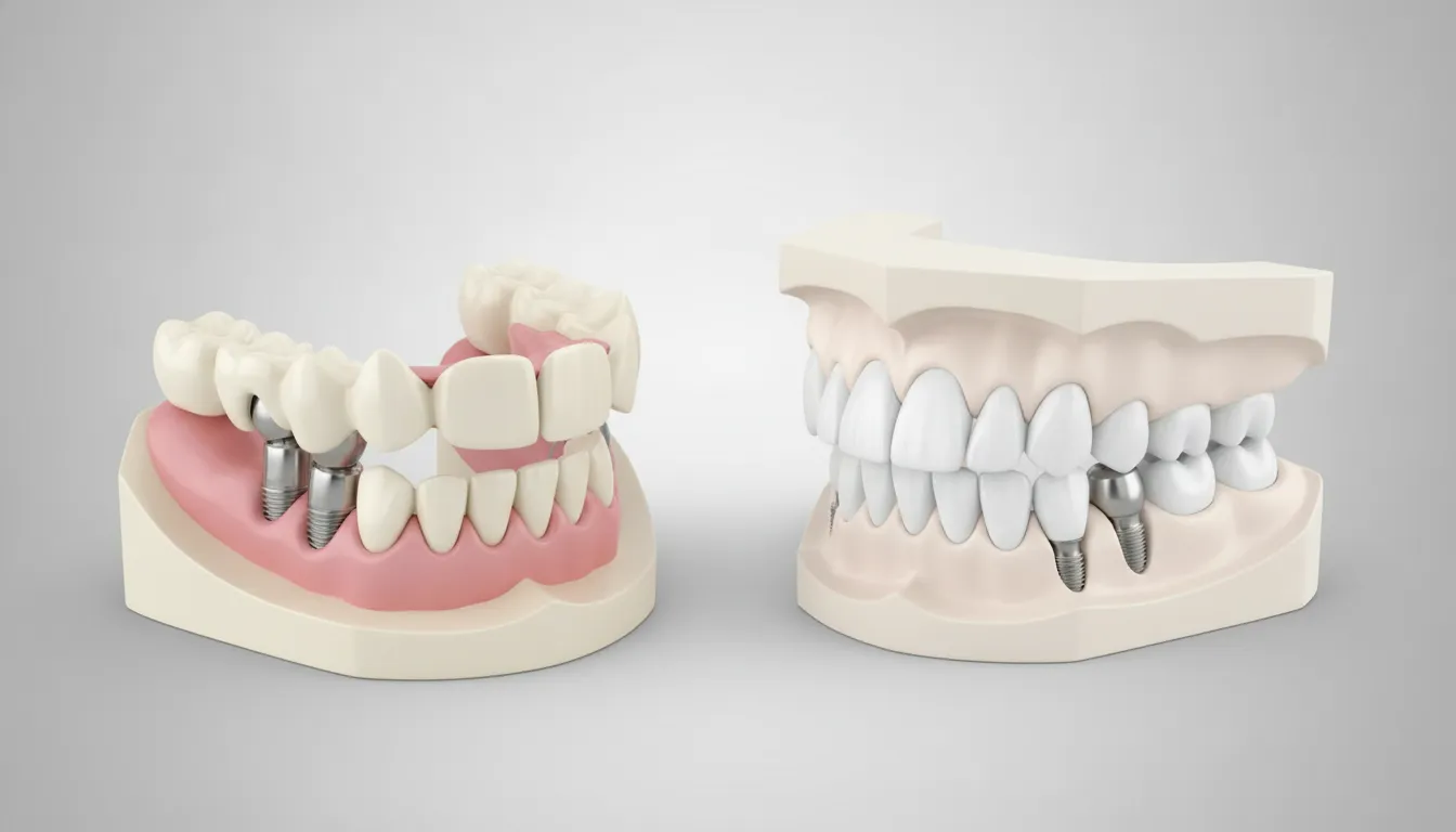 Removable implant-supported overdenture and fixed full-arch bridge options