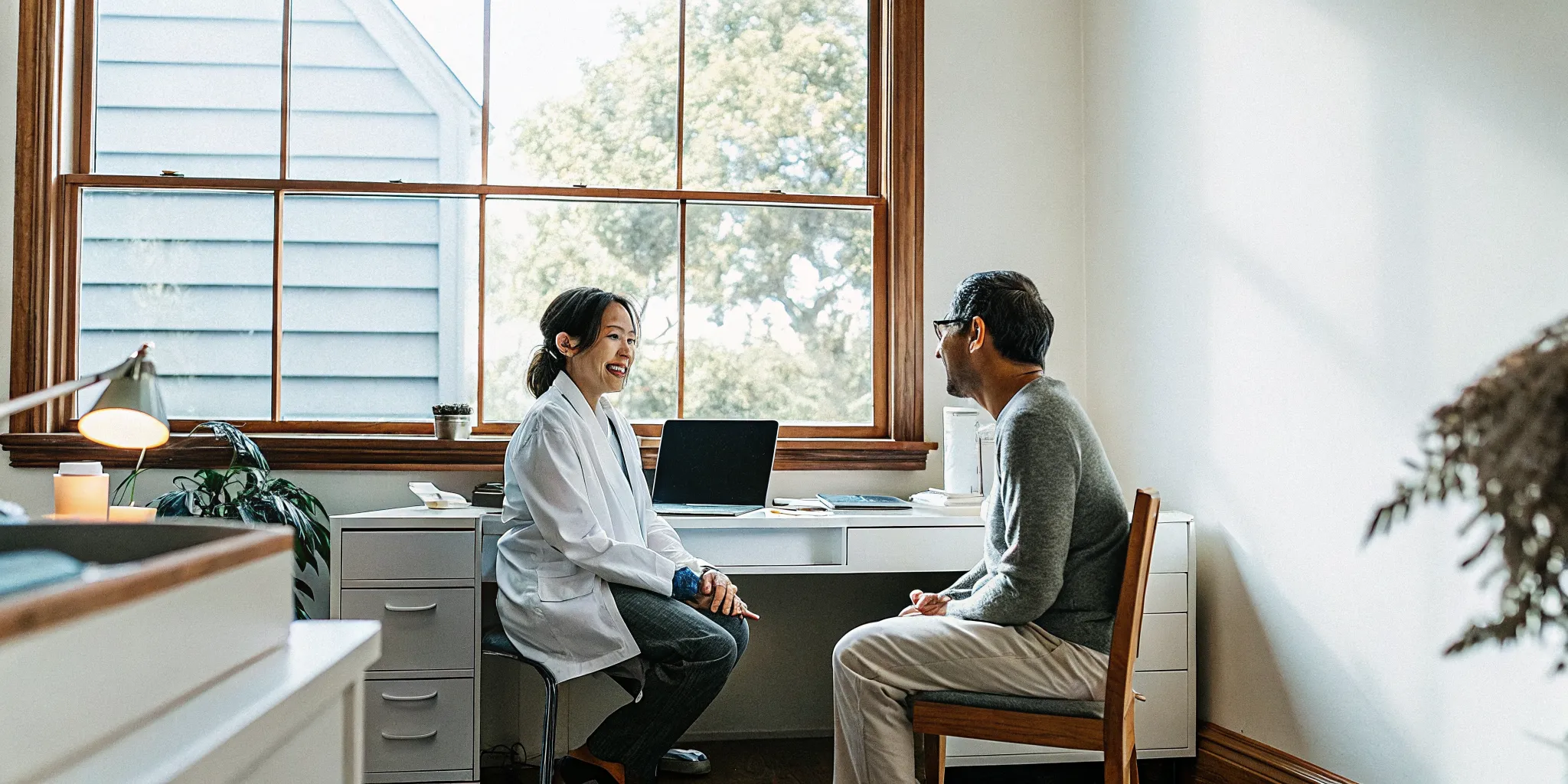 A male patient discussing hormone replacement therapy for men in Tampa during a clinical consultation.