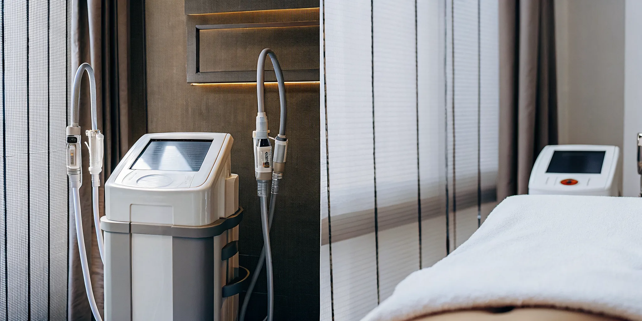 Conceptual comparison of two body contouring approaches, one using controlled cooling and the other using laser energy for fat reduction and skin tightening