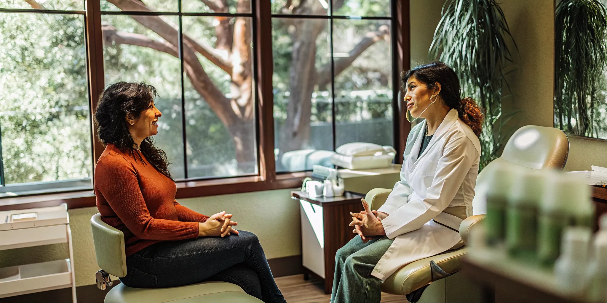 Patient discussing PDO thread lift Tampa treatment questions with a clinical provider