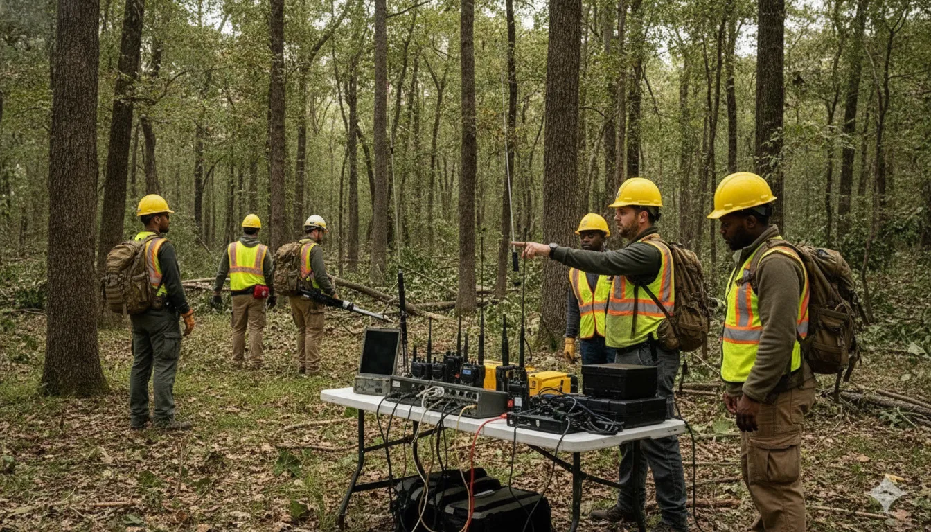 Emergency communications team testing an off-grid ATAK mesh network