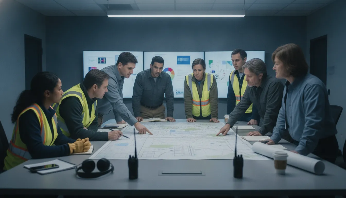 Emergency managers coordinating incident response and crisis communication across regions