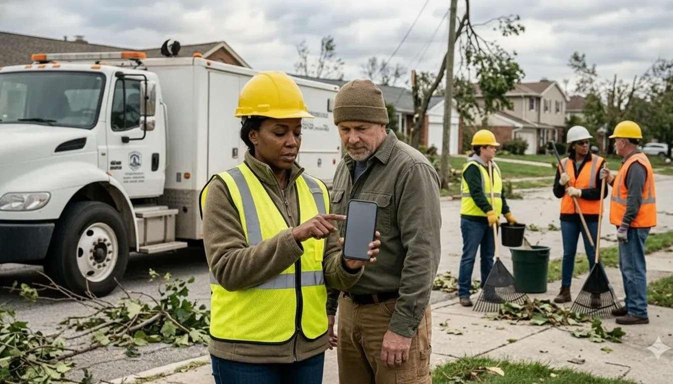 Municipal responders testing a mobile emergency management workflow in the field