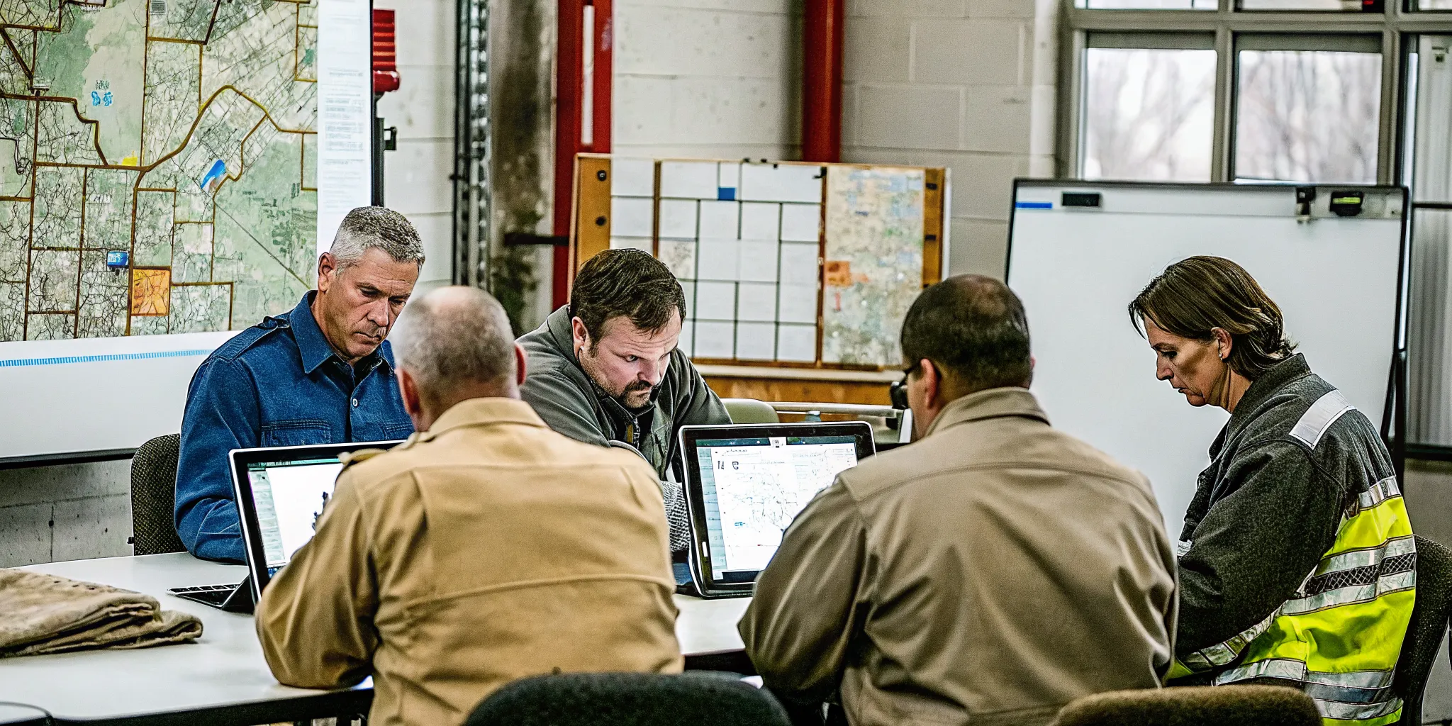 Emergency coordinators using PubSafe on tablets to coordinate volunteer teams