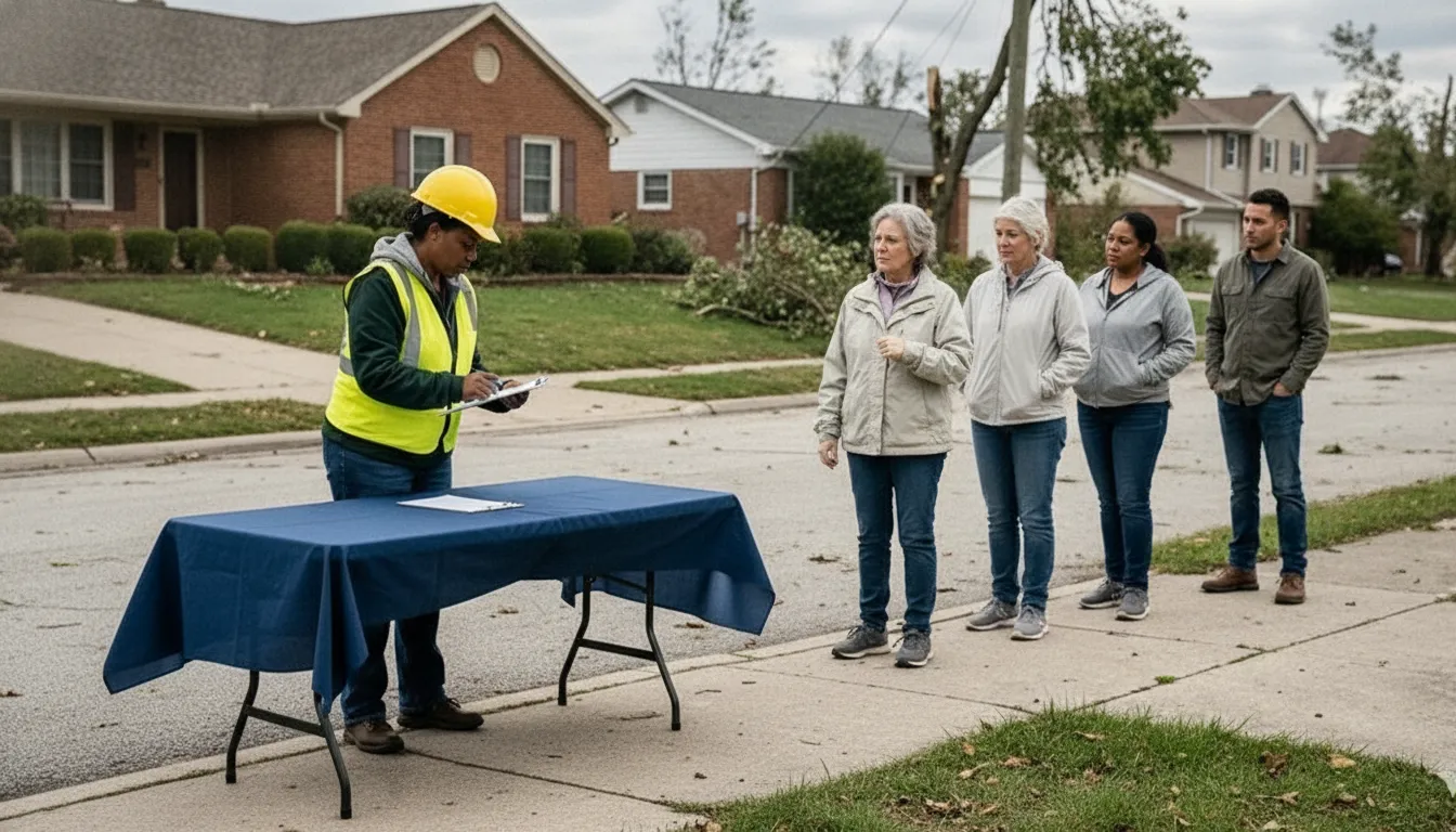 Coordinator confirming resident wellness updates during a community emergency