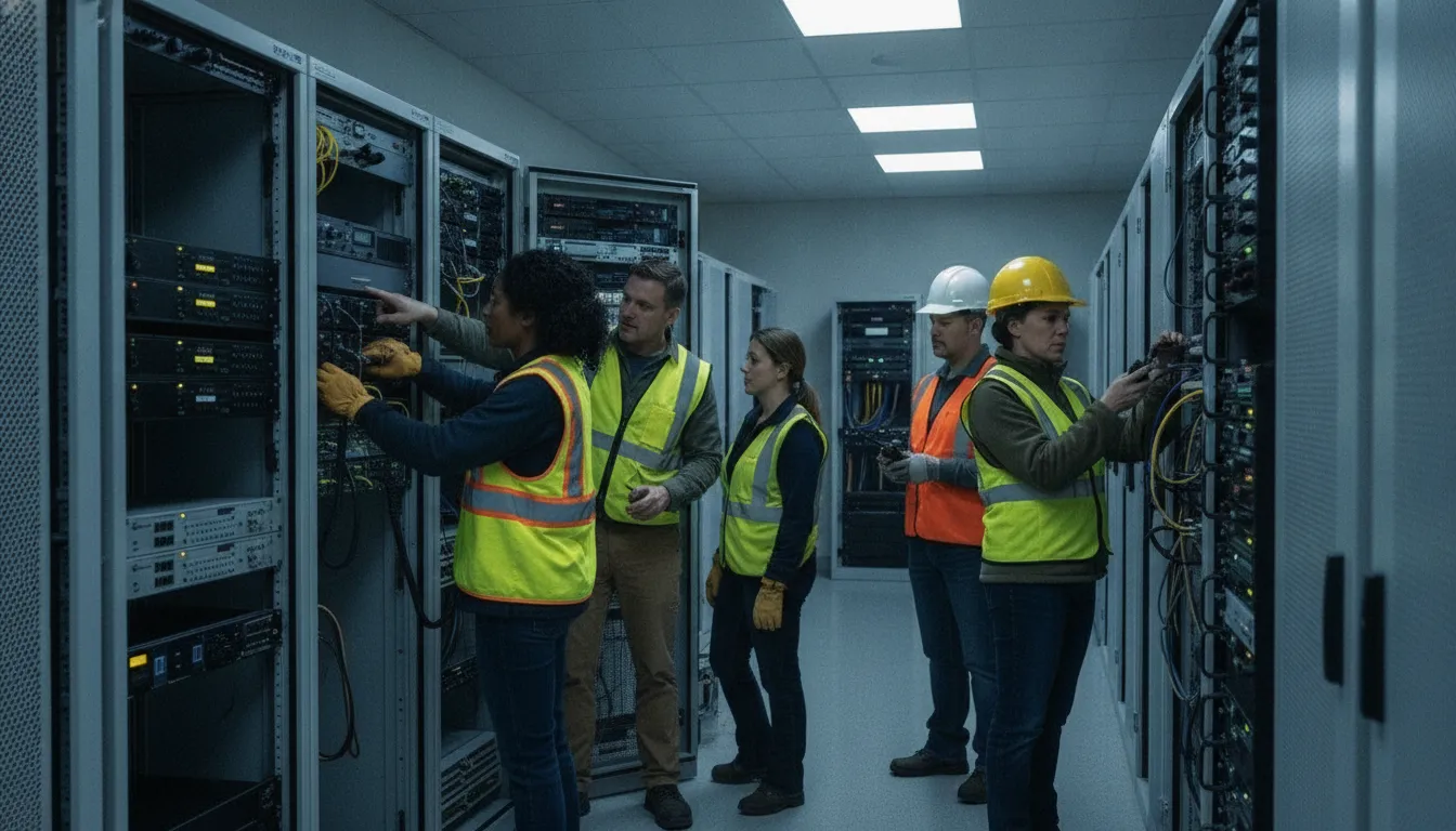 Emergency operations technicians testing secure TAK communications