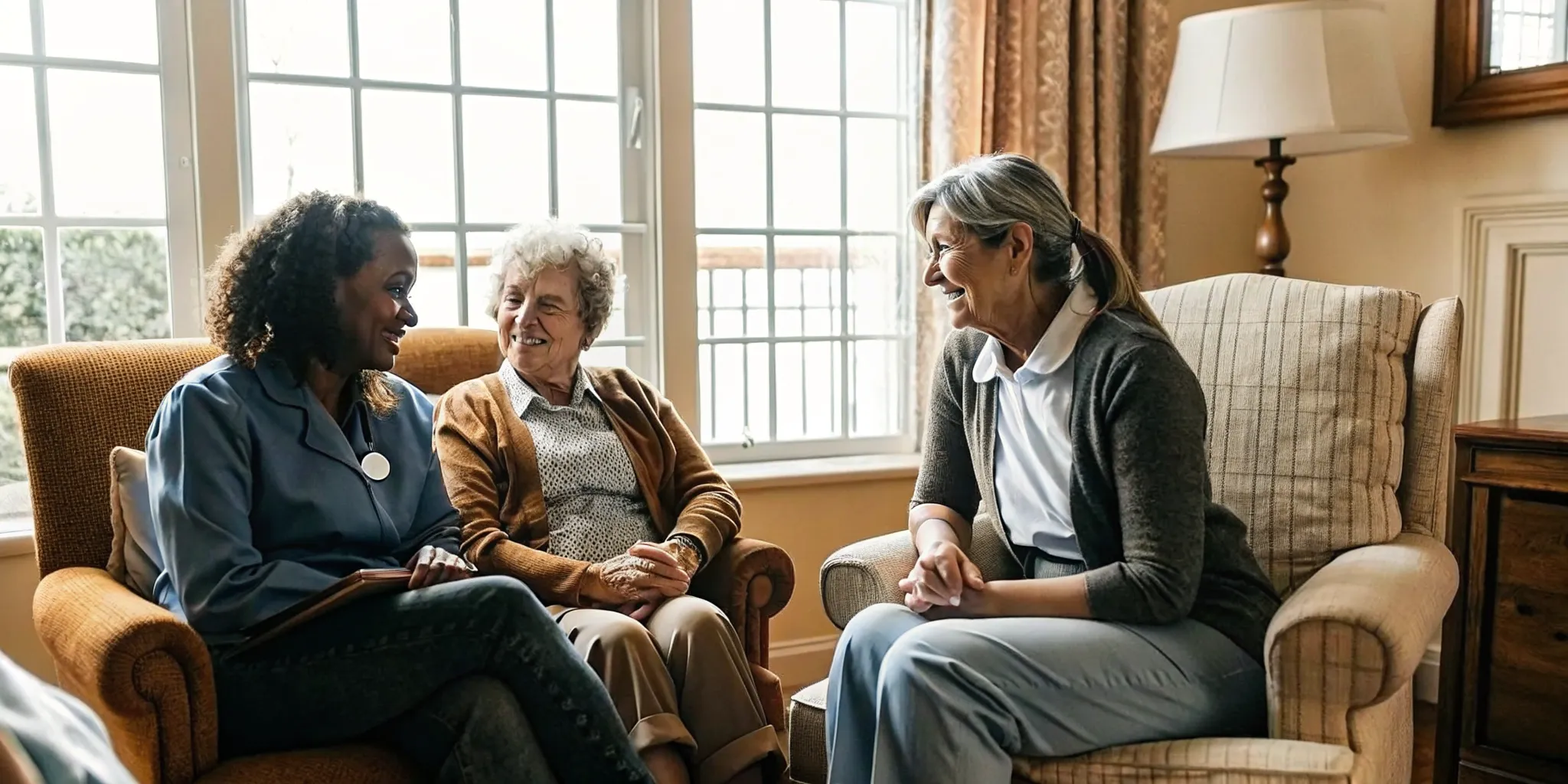 Family touring an assisted living community and asking questions