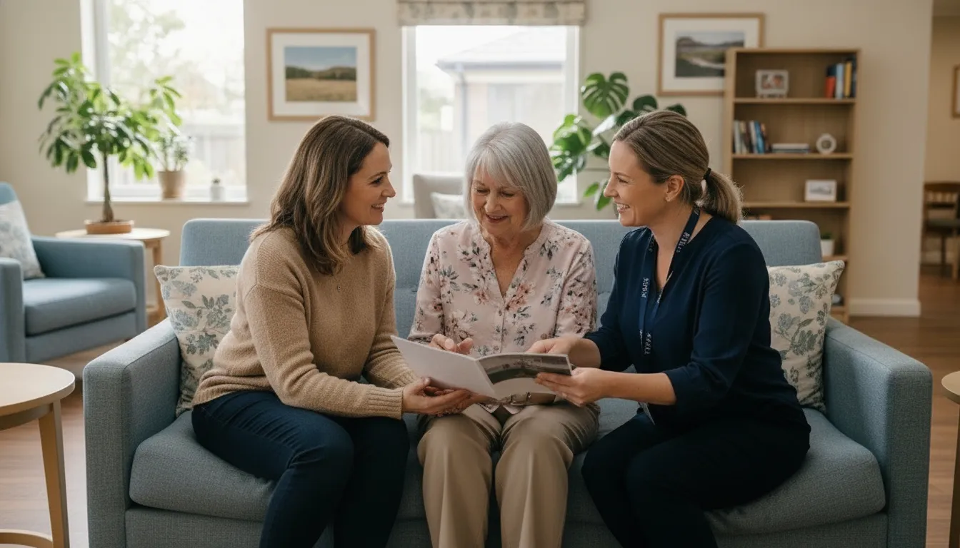 Family discussing when to move from assisted living to memory care
