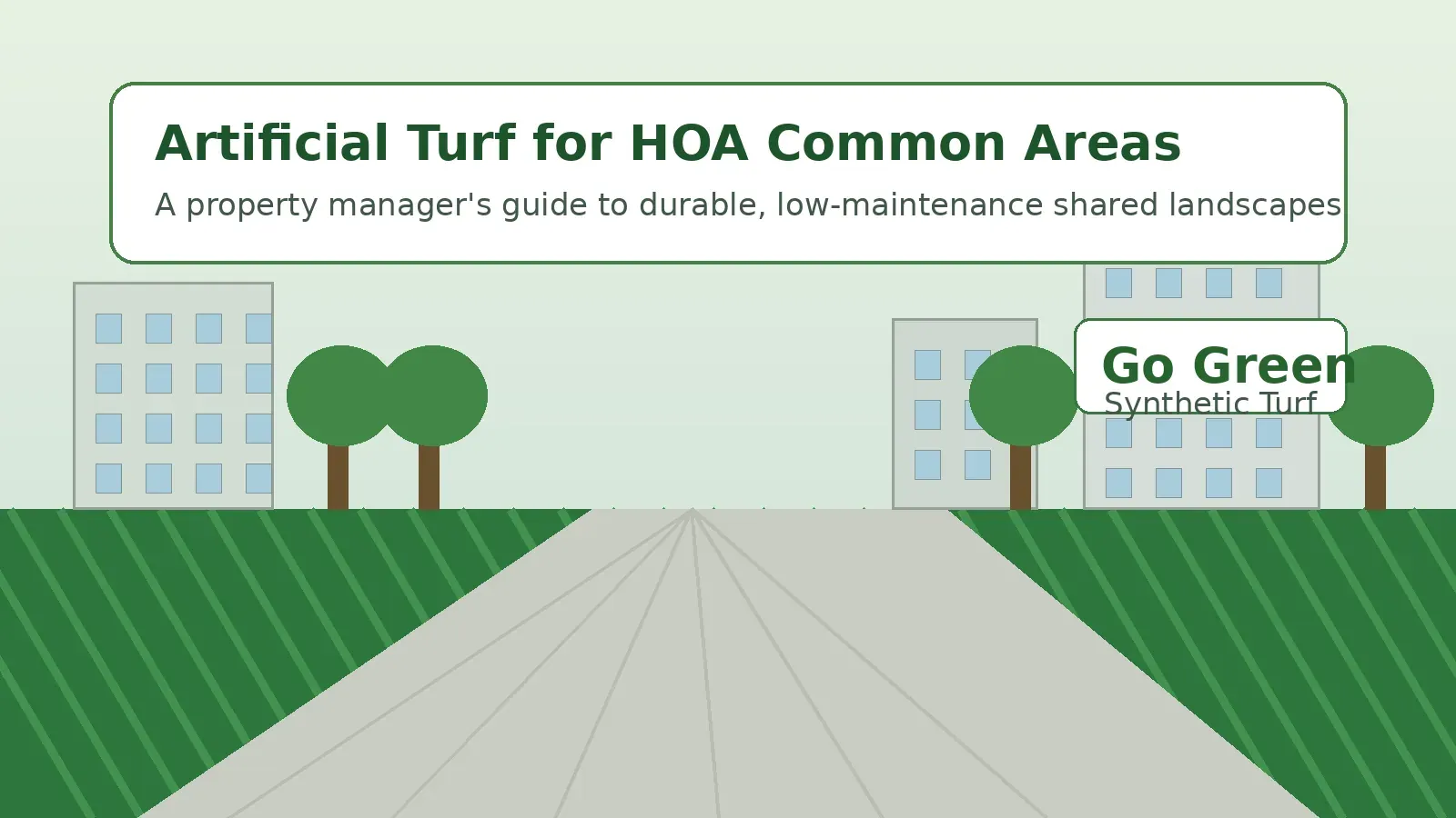 Artificial turf common area beside HOA walkways and landscaping