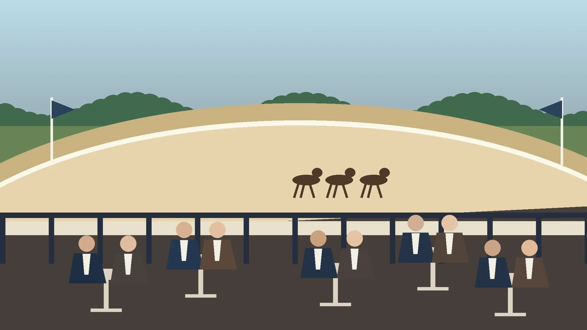 Belmont Stakes corporate hospitality guests overlooking a Saratoga horse racing setting