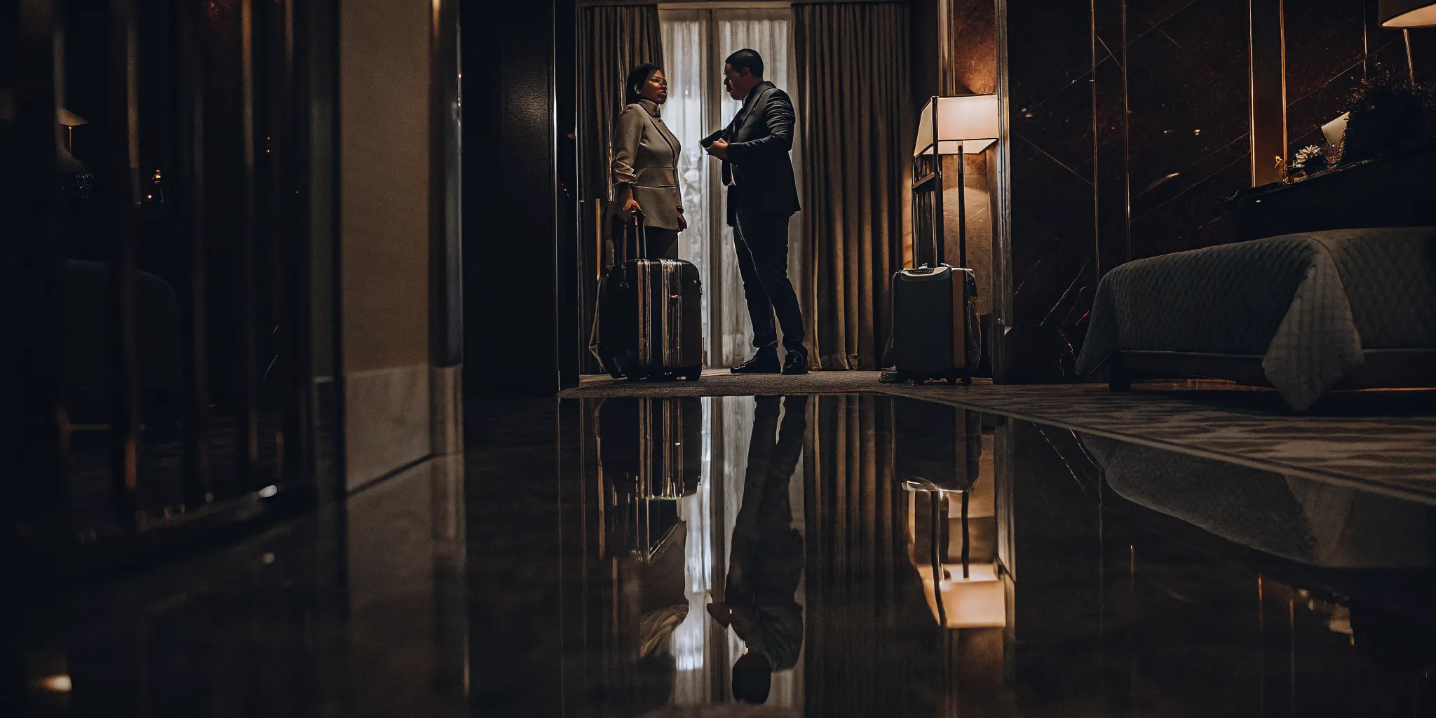 Elegant accessible hotel room with clear space for a VIP sports traveler
