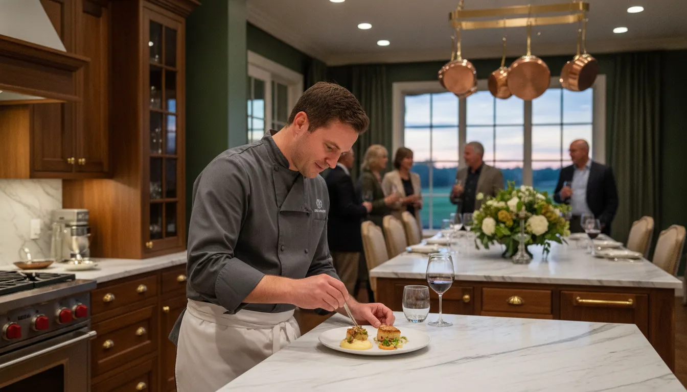 Chef preparing dinner for Masters Week guests at a private Augusta estate