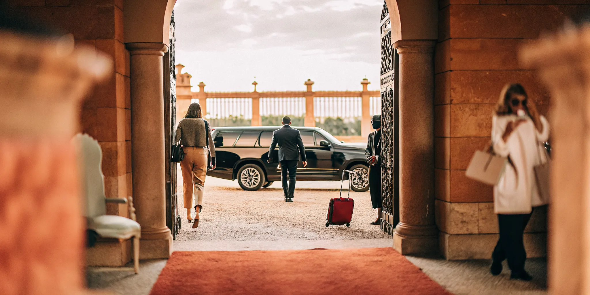 Private transportation arriving for a VIP music festival experience