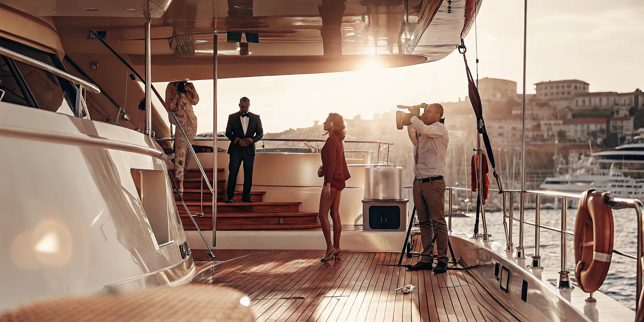 Luxury superyacht docked on Jetée Albert Edouard in Cannes during the Cannes Lions festival