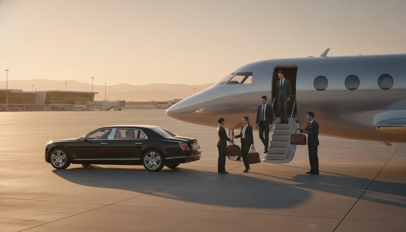 Private aviation for event travel with VIP guests arriving for a corporate event