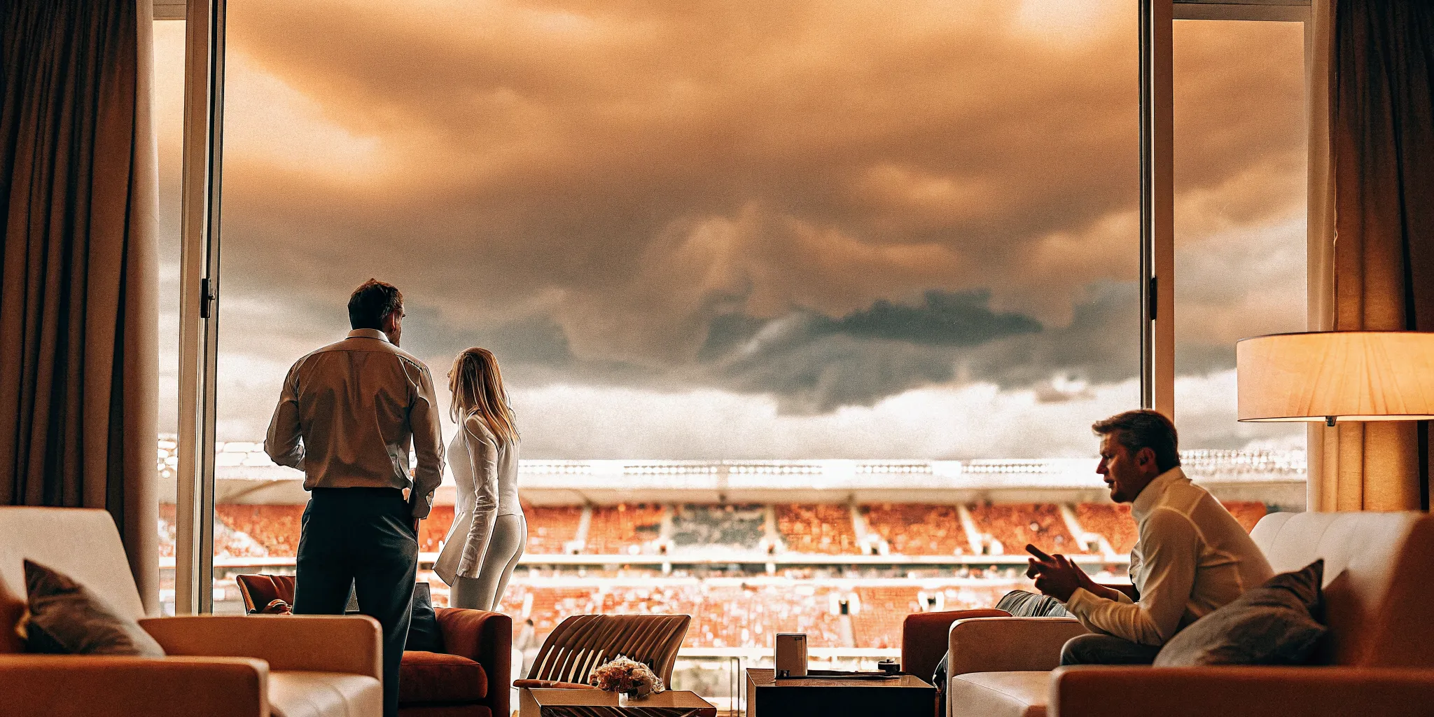 VIP hospitality lounge used as an indoor weather contingency option