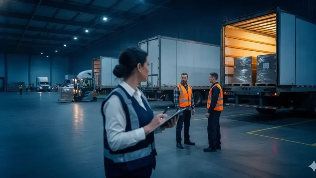 Freight broker coordinating a receiver refused freight shipment at a receiving dock