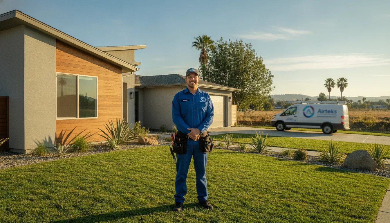 HVAC technician at a home in Modesto, CA