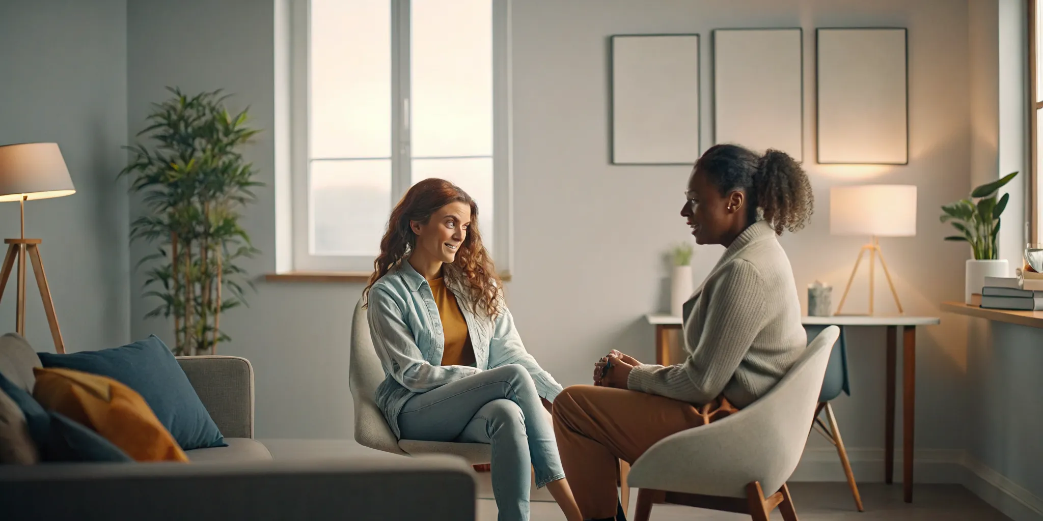 A professional specialist talking to a client in a modern healthcare office about finding a rehab that takes insurance